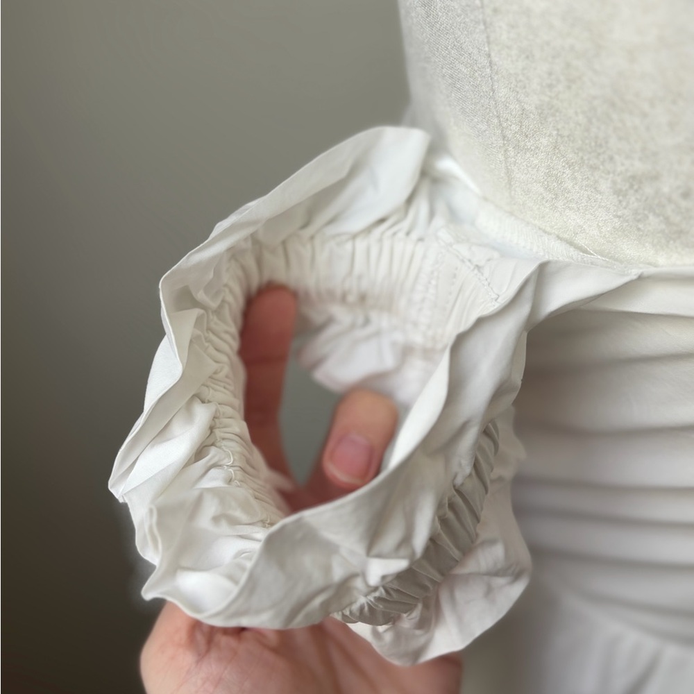 Nectar White Cotton Milkmaid Mini Dress Off Shoulder Cottagecore S - Picture 6 of 11